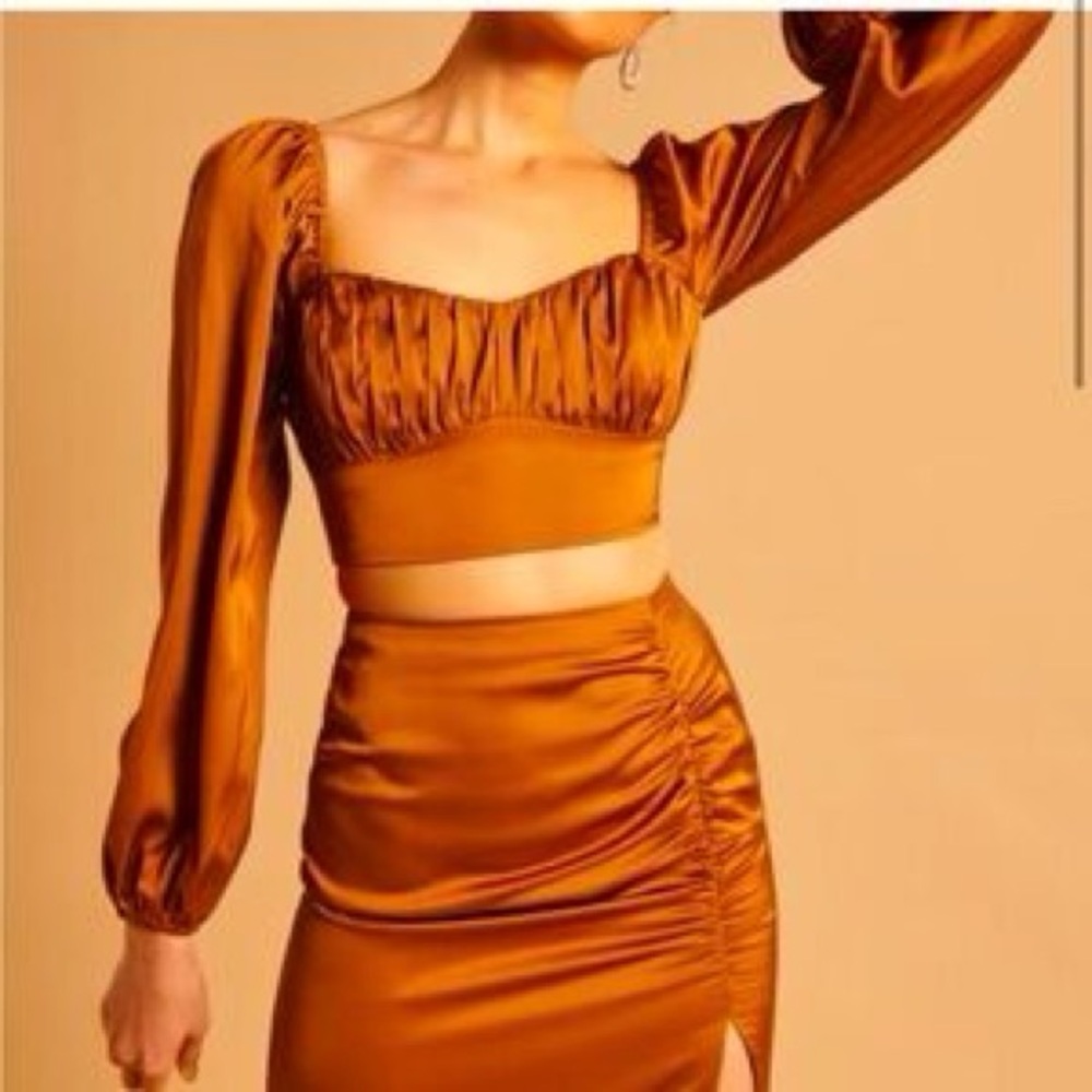 Abercrombie and Fitch 2 piece skirt and shirt  set - orange Rust size large